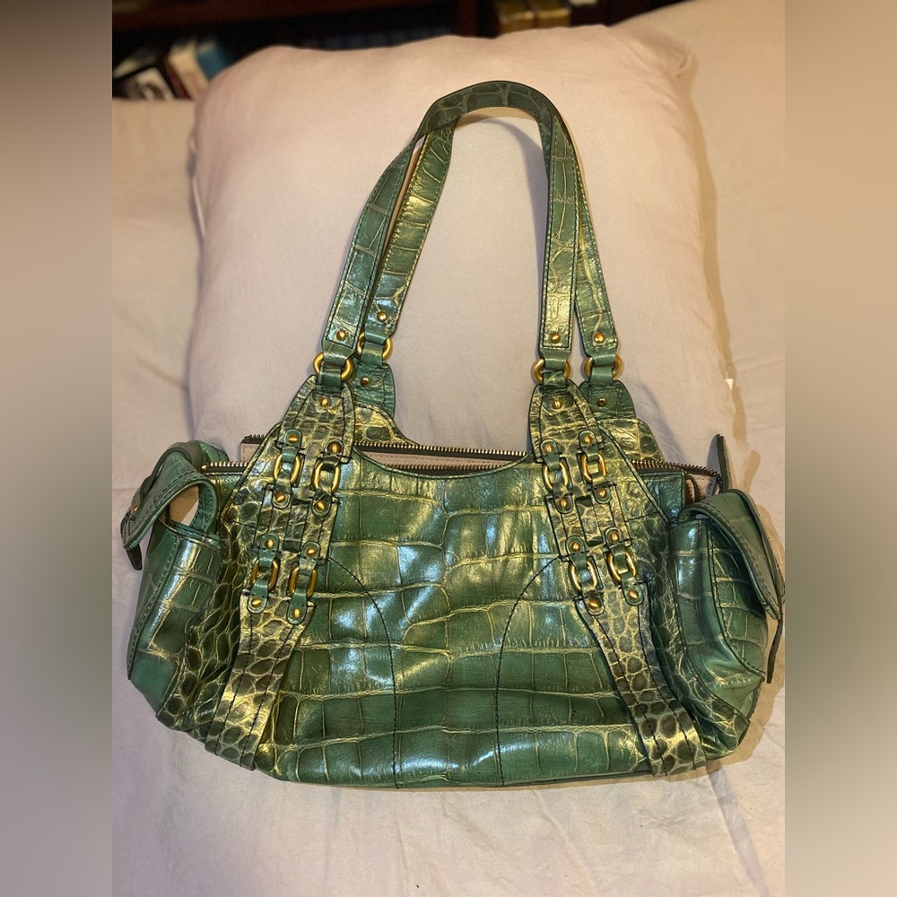 Cole Haan Faux Leather Croc Green bag